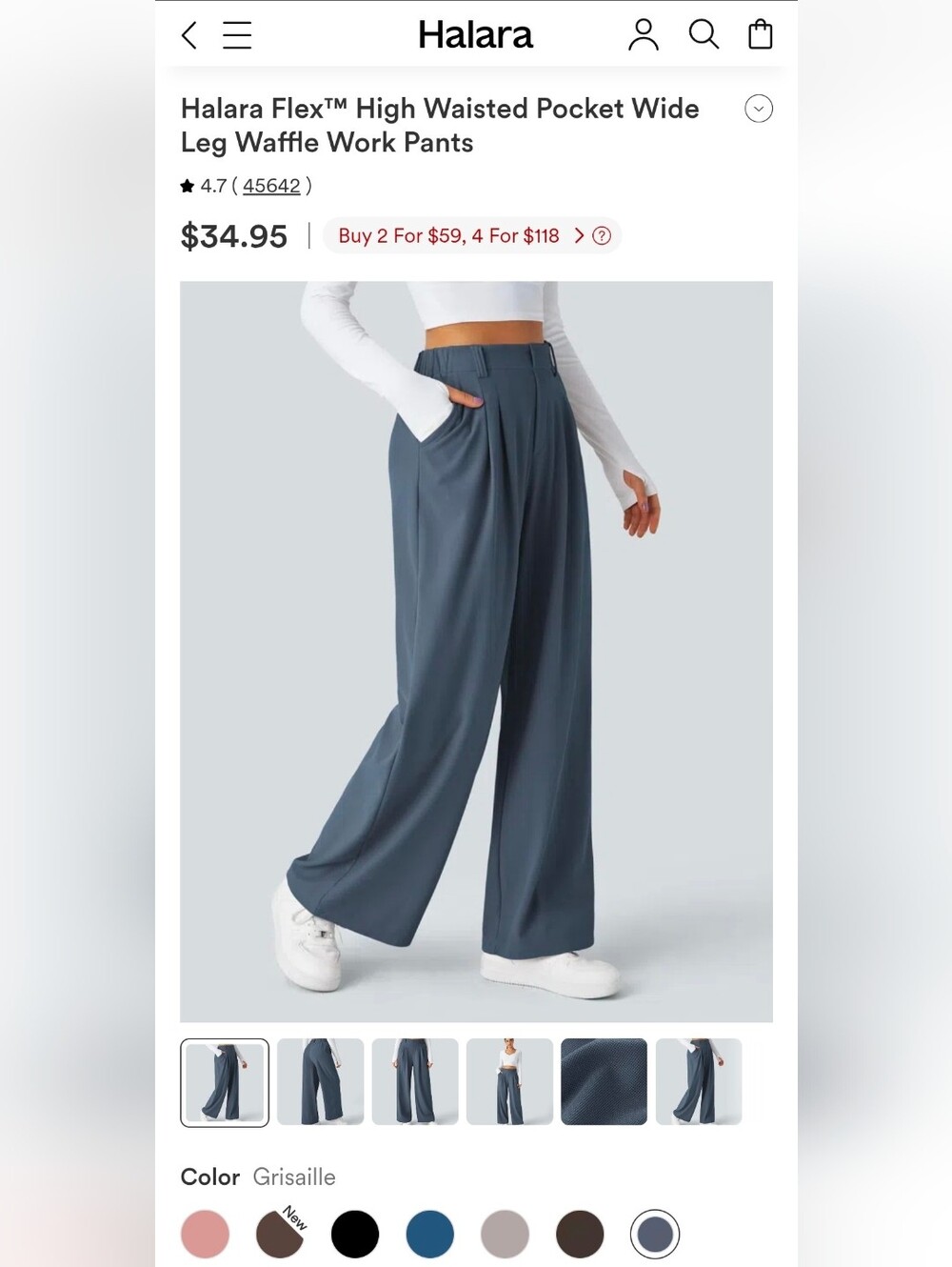 Halara Flex High Waisted Pocket Wide Leg Pant - S Tall